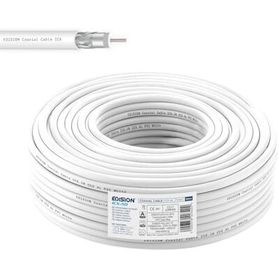 Edision ICX-50 coaxkabel 50 m, antennekabel TV SAT intern PVC wit, staal koper CCS/AL, 17VATC, CPR Eca, klasse A, SAT-kabel, voor DVB-S2, DVB-T/T2, DVB-C, RADIO, spoel 50 m Edision ICX-50 coaxkabel 50 m, antennekabel TV SAT intern PVC wit, staal koper CCS/AL, 17VATC, CPR Eca, klasse A, SAT-kabel, voor DVB-S2, DVB-T/T2, DVB-C, RADIO, spoel 50 m