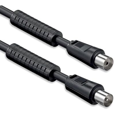1aTTack.de Antennekabel met ferriet common-mode smoorspoel, 7,5 meter, 2x afgeschermd, coaxiale stekker > coaxiale aansluiting (volledig afgeschermd), zwarte coaxkabel met FE 85dB 1aTTack.de Antennekabel met ferriet common-mode smoorspoel, 7,5 meter, 2x afgeschermd, coaxiale stekker > coaxiale aansluiting (volledig afgeschermd), zwarte coaxkabel met FE 85dB