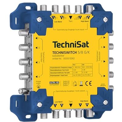 TechniSat TECHNISWITCH 5/8 G/K – 8-voudige multischakelaar voor de verdeling van satellietsignalen (multischakelaar voor maximaal 8 deelnemers, ook als cascade inzetbaar, met voeding) TechniSat TECHNISWITCH 5/8 G/K – 8-voudige multischakelaar voor de verdeling van satellietsignalen (multischakelaar voor maximaal 8 deelnemers, ook als cascade inzetbaar, met voeding)