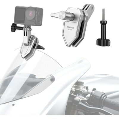 NEEWER AC032 Motorfiets Voorruit Actie Camera Klem Mount, Zilver Adapter van aluminiumlegering met 3 tanden en 0,25 inch draad, compatibel met GoPro Hero 13 12 11 10 9 voor POV video-opname NEEWER AC032 Motorfiets Voorruit Actie Camera Klem Mount, Zilver Adapter van aluminiumlegering met 3 tanden en 0,25 inch draad, compatibel met GoPro Hero 13 12 11 10 9 voor POV video-opname