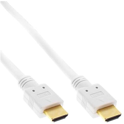 InLine 17501W HDMI-kabel, HDMI High Speed met Ethernet, Premium, stekker/stekker, wit/goud, 1m InLine 17501W HDMI-kabel, HDMI High Speed met Ethernet, Premium, stekker/stekker, wit/goud, 1m