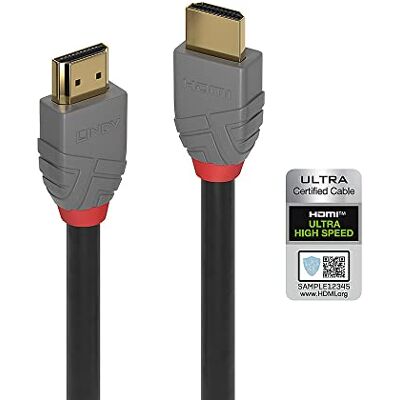 LINDY 1 m Ultra High Speed HDMI-kabel, Anthra Line, HDMI 2.1 gecertificeerd 8K, 10K, 48 Gbps, Dolby True HD, Dolby Atmos, Tv Oled-monitor, Xbox Series X, PS5, Blu Ray Soundbar LINDY 1 m Ultra High Speed HDMI-kabel, Anthra Line, HDMI 2.1 gecertificeerd 8K, 10K, 48 Gbps, Dolby True HD, Dolby Atmos, Tv Oled-monitor, Xbox Series X, PS5, Blu Ray Soundbar
