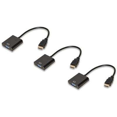 LINK LKADAT1003 Adapter HDMI Type A mannelijk naar VGA vrouwelijk met 3,5 mm stereo audio aansluiting Full HD 1080p video converter voor pc, monitor en projectoren, 3 stuks LINK LKADAT1003 Adapter HDMI Type A mannelijk naar VGA vrouwelijk met 3,5 mm stereo audio aansluiting Full HD 1080p video converter voor pc, monitor en projectoren, 3 stuks
