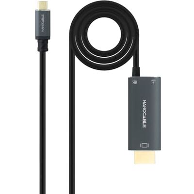 NANOCABLE 10.15.5182 USB-C naar HDMI converterkabel V2.1 8K 60Hz en USB-C PD 100 W, aluminium, 1,8 m NANOCABLE 10.15.5182 USB-C naar HDMI converterkabel V2.1 8K 60Hz en USB-C PD 100 W, aluminium, 1,8 m