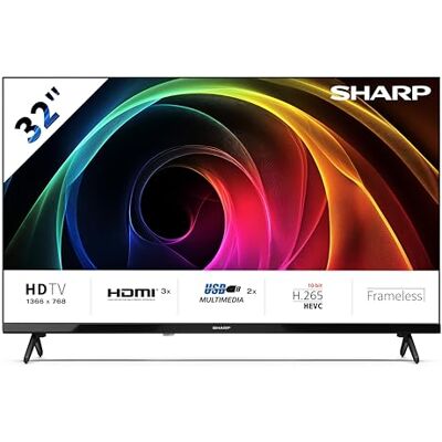 Sharp 32HA1305E Non-SMART 32" HD, frameloos, 60 Hz, audio 2x8 W, HDMI x3, USB x2, kleur zwart Sharp 32HA1305E Non-SMART 32" HD, frameloos, 60 Hz, audio 2x8 W, HDMI x3, USB x2, kleur zwart