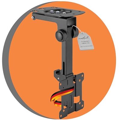 PureMounts TV plafondbeugel voor televisie, geschikt voor 13-27 inch, inklapbaar, in hoogte verstelbaar, draaibaar, kantelbaar, tot VESA 100x100, zwart PureMounts TV plafondbeugel voor televisie, geschikt voor 13-27 inch, inklapbaar, in hoogte verstelbaar, draaibaar, kantelbaar, tot VESA 100x100, zwart