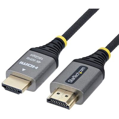 StarTech 50cm Premium Gecertificeerde High Speed HDMI Kabel, Ultra Flexibele Gevlochten High Flex HDMI Kabel, 4K 60Hz / 1440p 144Hz met HDR10 / ARC, 18Gbps StarTech 50cm Premium Gecertificeerde High Speed HDMI Kabel, Ultra Flexibele Gevlochten High Flex HDMI Kabel, 4K 60Hz / 1440p 144Hz met HDR10 / ARC, 18Gbps