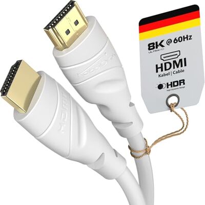 KabelDirekt – HDMI-kabel 8K & 4K – 1m – wit – voor PS5, Blu-ray, Xbox 10K, 8K@60Hz & 4K@120Hz, High Speed HDMI met Ethernet – voor PS5, Xbox Series X, Switch, Blu-ray – storingsvrij & flexibel KabelDirekt – HDMI-kabel 8K & 4K – 1m – wit – voor PS5, Blu-ray, Xbox 10K, 8K@60Hz & 4K@120Hz, High Speed HDMI met Ethernet – voor PS5, Xbox Series X, Switch, Blu-ray – storingsvrij & flexibel