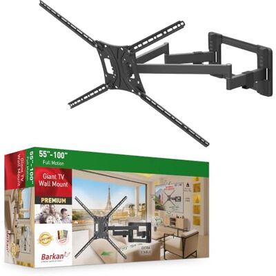 Barkan 70 cm lange tv-muurbeugel, 55-100 inch dubbele arm, zwenkbare televisie tv-houder, houdt tot 70 kg, extra stabiel, OLED-tv-houder, max. VESA 800x600 Barkan 70 cm lange tv-muurbeugel, 55-100 inch dubbele arm, zwenkbare televisie tv-houder, houdt tot 70 kg, extra stabiel, OLED-tv-houder, max. VESA 800x600