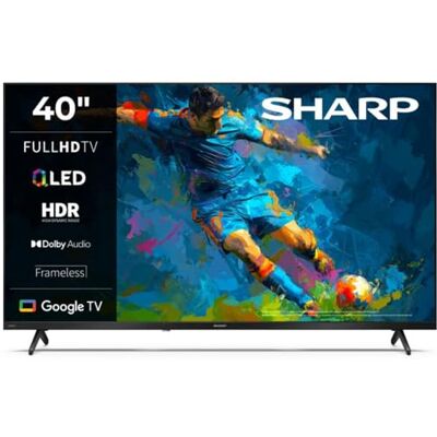 Sharp 40HF3365E Google TV, 40" FHD, frameloos, 60 Hz, QLED, Google Assistant met microfoon, Chromecast, Bluetooth, 2x8 W geluid, 3X HDMI, 2X USB, kleur: zwart Sharp 40HF3365E Google TV, 40" FHD, frameloos, 60 Hz, QLED, Google Assistant met microfoon, Chromecast, Bluetooth, 2x8 W geluid, 3X HDMI, 2X USB, kleur: zwart