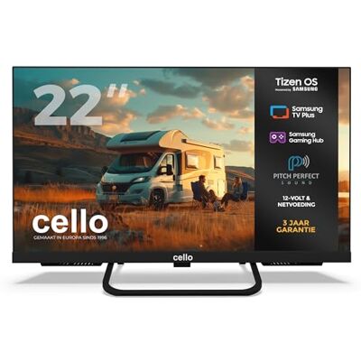 CELLO CTRAV-22TZ 22 inch Smart 12V Traveller-tv met Tizen OS van Samsung, satellietontvangst, gaming hub, pitch perfecte luidspreker, bluetooth, ideaal voor campers en boten, triple-tuner CELLO CTRAV-22TZ 22 inch Smart 12V Traveller-tv met Tizen OS van Samsung, satellietontvangst, gaming hub, pitch perfecte luidspreker, bluetooth, ideaal voor campers en boten, triple-tuner