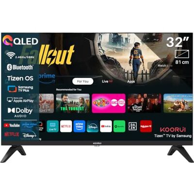 KOORUI K32Q1FFQ-T8 QLED Smart TV 32 inch (80 cm) Full HD Tizen TV Televisie verbonden met Bluetooth, WiFi, App Store, AirPlay, Triple Tuner (DVB-T/T2, DVB-C, DVB-S/S2), Molotov en meer KOORUI K32Q1FFQ-T8 QLED Smart TV 32 inch (80 cm) Full HD Tizen TV Televisie verbonden met Bluetooth, WiFi, App Store, AirPlay, Triple Tuner (DVB-T/T2, DVB-C, DVB-S/S2), Molotov en meer