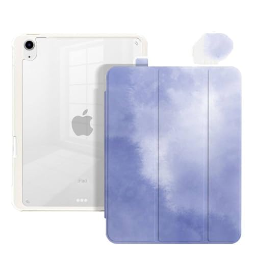 WunM Studio voor iPad 10.2 Case iPad 9e Generatie 2021/iPad 8e Generatie 2020/iPad 7e Generatie 2019 Hoesje, iPad Cover 9e Generatie Slanke Harde Clear Back Smart Cover, Roze en Blauw