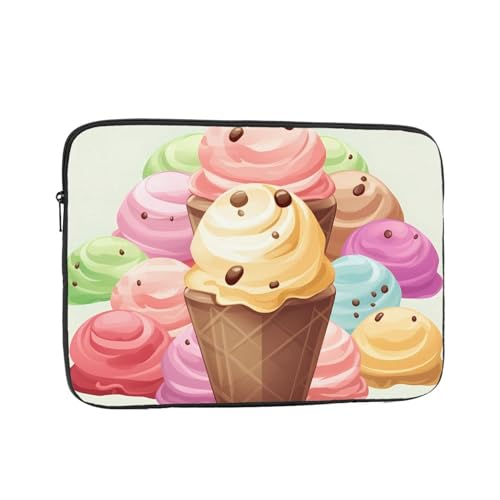 Kururi Laptop Sleeve Ice Cream Print Water Schokbestendig Laptop Case Laptop Sleeve Bag voor Vrouw Man Werk Business 15 Inch