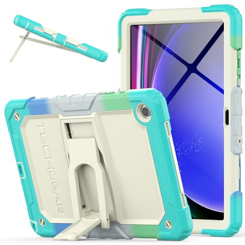 TECHGEAR ArmourSHIELD Hoesje voor Samsung Galaxy Tab A9 Plus 11 inch 2023 (SM-X210 / SM-X215), stevig, schokbestendig, robuust hoesje met standaard, schermbeschermer en potloodhouder, kinderschool werkhoesje,