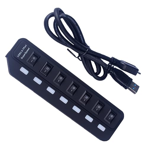 Hemobllo 3 Stuks Zeven-Poort Hub Lijn Opladen Poorten Individuele Aan Uit USB Adapter Individuele Power USB Hubs USB Stekkers Hub Hub Aps Spray Rubber Olie Materiaal Computer