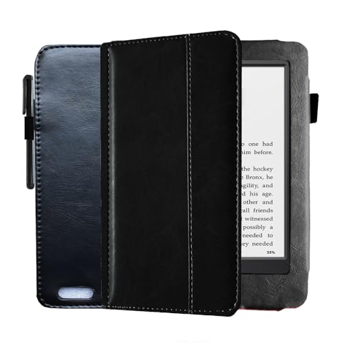 ACHARD Hoesje voor Kindle 7e 6" (Model: WP63GW) 2014 release PU lederen hoesje geavanceerde retro klassieke eReader Protector voor Kindle 7e hoes (zwart)