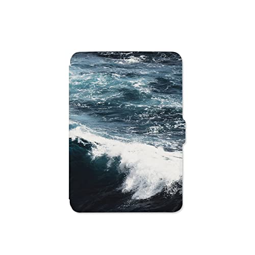 WunM Studio Hoesje voor 6,8 "Kindle Paperwhite (11e generatie 2021) en Kindle Paperwhite Signature Edition, Light Shell Cover met Auto Wake/Sleep voor Kindle Paperwhite 2021 E-Reader. Clear Printing, The Waves