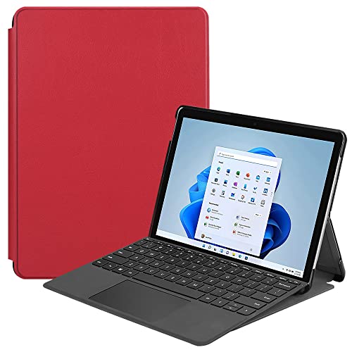 Kepuch Custer Hoesje voor Microsoft Surface Pro 8, Ultradun PU-leer Case voor Microsoft Surface Pro 8 Rood