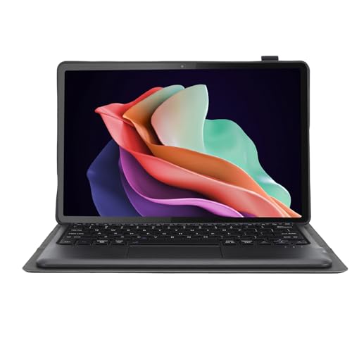 Annadue Toetsenbordhoes met Toetsenbord voor Tab P12, 12,7 Inch TPU-toetsenbordhoes met Magnetisch Afneembaar Toetsenbord Touchpad-penhouder, Bluetooth-toetsenbord met Standaard (BLACK)