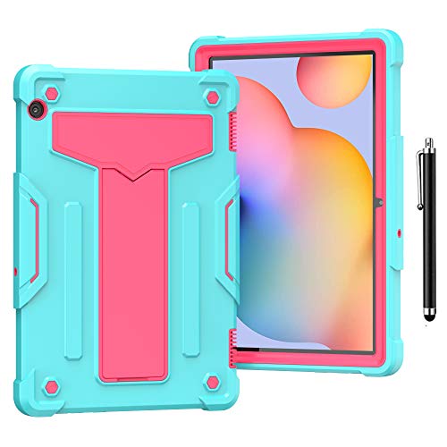 SsHhUu Case voor Huawei MediaPad T5 10, Heavy Duty Hybrid Rugged Protective Case Tough Three Layer Cover with Kickstand voor Huawei MediaPad T5 10.1" 2018£¨AGS2-W09/L09/L03/W19), Aqua/Roos