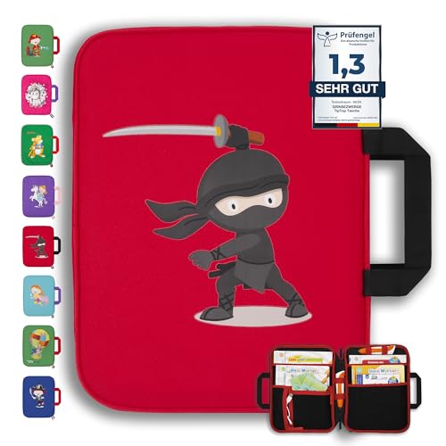 GRINSEZWERGE Tas voor TipToi boeken Plus TipToi pen en accessoires   ook geschikt voor kinderen tablets en Edurino   Tip TOI starterset boek opslag   hoes case hoofdtelefoon ninja