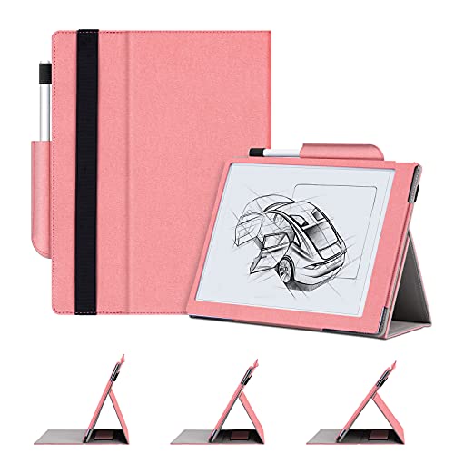 OLAIKE Tablet Folding Case voor Remarkable 2 10.3" 2020 met Multi-Angle Folding Premium Pen Holder Arms (Niet voor Remarkable 1), Roze