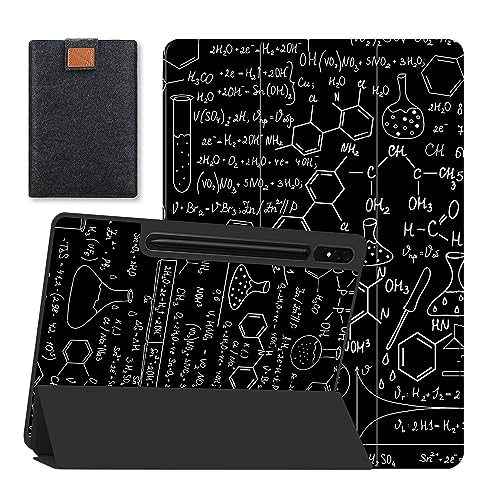 SanMuFly Case For Samsung Galaxy Tab S9+ /S9 Plus 12.4 inch 2023 Release SM-X810/X816B/X818U with S Pen Holder, Soft TPU Back Shell Tri-Fold Smart Cover with Auto Sleep/Wake, Mathematical Formula 8