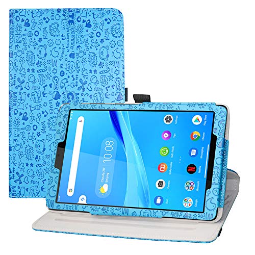 LFDZ Lenovo Tab M8 FHD draaiende Hoesje,PU leren Flip Hoesje met 360 graden draaiende houder Hoes voor 8" Lenovo Tab M8 FHD (2nd Gen) TB-8705F Tablet,Blauw