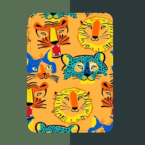 WunM Studio Hoesje voor Kindle (8e generatie hoes) Lichtste hoes met Auto Wake/Sleep voor Amazon Kindle (6 inch 8e generatie 2016 release)/cartoon dier tijger, kleur, Kindle 8e generatie 2016
