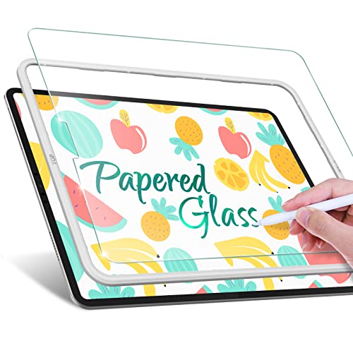 JETech Paper Glas Screen Protector voor iPad Pro 12.9-Inch 2022/2021/2020/2018 (6e/5e/4e/3e Generatie) met Eenvoudig Installatieframe, Gehard Glas met Papier-Matte Afwerking Anti-Reflectie, 1-Stuk