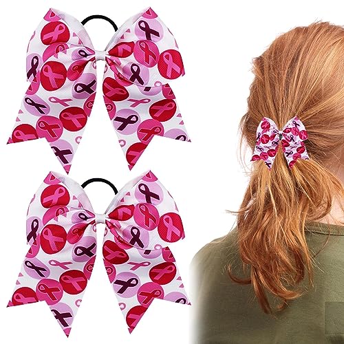 JPSDOWS Borstkankerbogen   2 stuks elastische roze cheer bow,Borstkankerbogen, roze haarlint voor bulkartikelen bewustwording van borstkanker