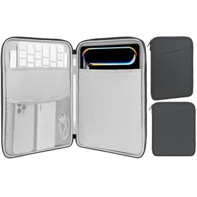 MoKo Tablethoes van 9-11 inch, geschikt voor iPad air 5 10,9" 2022, iPad Pro 11 M2 2022-2018, iPad 10th 10.9 2022, iPad Air 4 10.9, Tab S8/A7, beschermende draagtas met zak, donkergrijs MoKo Tablethoes van 9-11 inch, geschikt voor iPad air 5 10,9" 2022, iPad Pro 11 M2 2022-2018, iPad 10th 10.9 2022, iPad Air 4 10.9, Tab S8/A7, beschermende draagtas met zak, donkergrijs