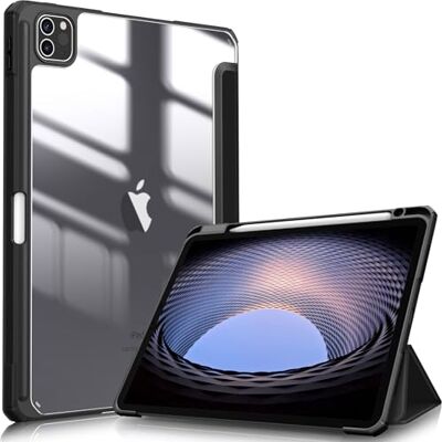 FINTIE Hoes voor iPad Pro 11 inch Model 2022/2021/2020/2018 Ingebouwde Penhouder, Schokbestendige Cover met Transparant Harde Schaal Terug Case Zwart FINTIE Hoes voor iPad Pro 11 inch Model 2022/2021/2020/2018 Ingebouwde Penhouder, Schokbestendige Cover met Transparant Harde Schaal Terug Case Zwart