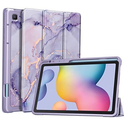 FINTIE Slank hoesje voor Samsung Galaxy Tab S6 Lite 10,4 inch 2022/2020 Model (SM-P610/P613/P615/P619) met ingebouwde S-penhouder, zachte TPU Smart Stand Achterkant Auto Wake/Slaap, lila marmer FINTIE Slank hoesje voor Samsung Galaxy Tab S6 Lite 10,4 inch 2022/2020 Model (SM-P610/P613/P615/P619) met ingebouwde S-penhouder, zachte TPU Smart Stand Achterkant Auto Wake/Slaap, lila marmer