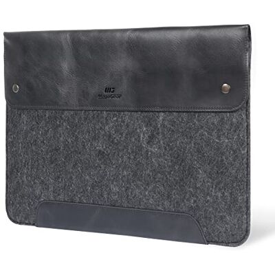 MegaGear MacBook tas gemaakt van echt leer en fleece 13,3 inch, zwart, MG1908, één maat MegaGear MacBook tas gemaakt van echt leer en fleece 13,3 inch, zwart, MG1908, één maat