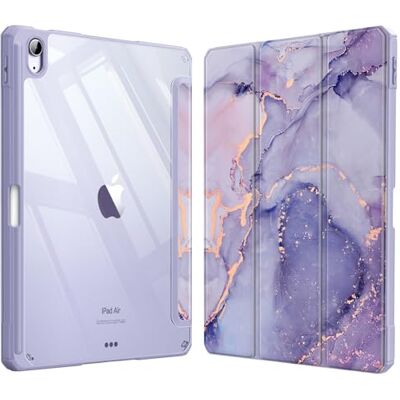 FINTIE Hybrid dunne hoes voor iPad Air 11-inch M2 (2024), iPad Air 5e generatie (2022) / iPad Air 4e generatie (2020) 10,9-inch hoes met transparante achterkant en pennenhouder, lila marmer FINTIE Hybrid dunne hoes voor iPad Air 11-inch M2 (2024), iPad Air 5e generatie (2022) / iPad Air 4e generatie (2020) 10,9-inch hoes met transparante achterkant en pennenhouder, lila marmer