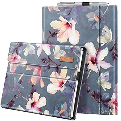 FINTIE Hoes voor 12,3 inch Microsoft Surface Pro 7 Plus, Surface Pro 7/6/5/4/3 Portfolio Business Cover met zak, compatibel met Type Cover Toetsenbord, Bloeiende Hibiscus FINTIE Hoes voor 12,3 inch Microsoft Surface Pro 7 Plus, Surface Pro 7/6/5/4/3 Portfolio Business Cover met zak, compatibel met Type Cover Toetsenbord, Bloeiende Hibiscus