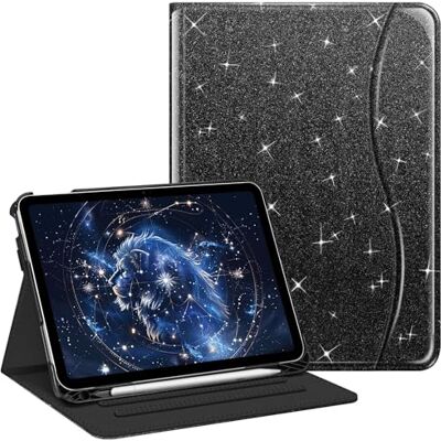 FINTIE Hoesje voor iPad (A16) 11e generatie 11 inch (2025), iPad 10e generatie 10,9 inch (2022), beschermende standaard met meerdere kijkhoeken met potloodhouder en zak, glinsterend zwart FINTIE Hoesje voor iPad (A16) 11e generatie 11 inch (2025), iPad 10e generatie 10,9 inch (2022), beschermende standaard met meerdere kijkhoeken met potloodhouder en zak, glinsterend zwart