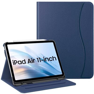 FINTIE Hoesje compatibel met iPad Air 5e generatie (2022) / iPad Air 4e generatie (2020) 10,9 inch, foliostandaard met meerdere kijkhoeken en zak, automatisch slapen/waken, marineblauw FINTIE Hoesje compatibel met iPad Air 5e generatie (2022) / iPad Air 4e generatie (2020) 10,9 inch, foliostandaard met meerdere kijkhoeken en zak, automatisch slapen/waken, marineblauw
