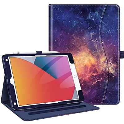 FINTIE Beschermhoes compatibel met iPad 10,2 inch 9e generatie 2021 / 8e generatie 2020 / 7e generatie 2019, multi-positie hoes automatische slaap-/wekhoes hoekbescherming, melkweg FINTIE Beschermhoes compatibel met iPad 10,2 inch 9e generatie 2021 / 8e generatie 2020 / 7e generatie 2019, multi-positie hoes automatische slaap-/wekhoes hoekbescherming, melkweg