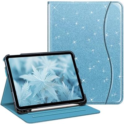 FINTIE Hoesje voor iPad (A16) 11e generatie 11 inch (2025), iPad 10e generatie 10,9 inch (2022), beschermende standaard met meerdere kijkhoeken met potloodhouder en zak, glinsterend blauw FINTIE Hoesje voor iPad (A16) 11e generatie 11 inch (2025), iPad 10e generatie 10,9 inch (2022), beschermende standaard met meerdere kijkhoeken met potloodhouder en zak, glinsterend blauw