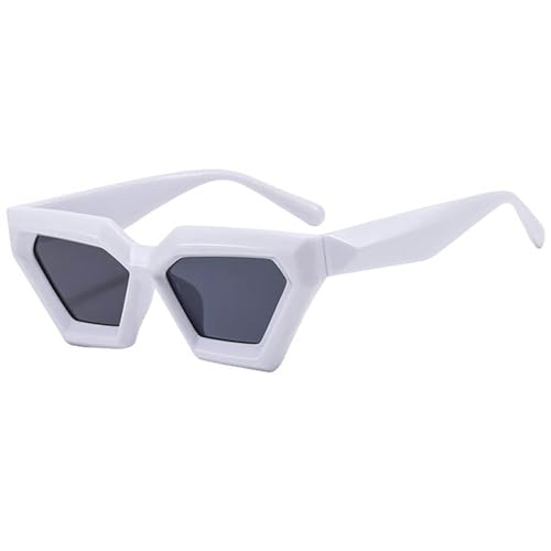 MiqiZWQ Men's sunglasses Fashion Retro Polygon Black Sunglasses Women Shades Men Sun Glasses Eyeglasses-White