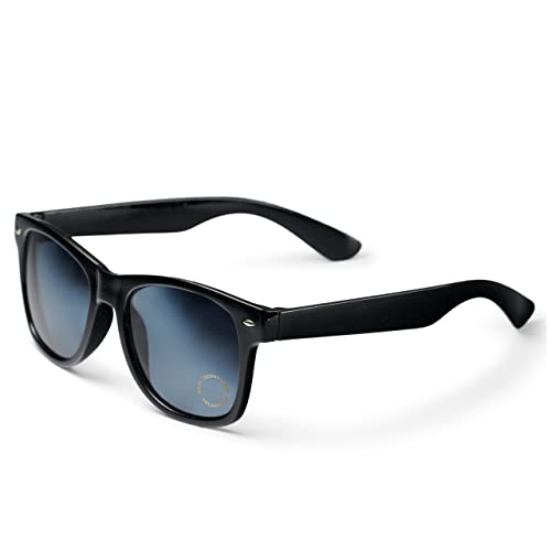 A-VISION Zonnebril met gezichtssterkte voor bijziendheid, bijziendheid, bijziendheid, afstand, gepolariseerde glazen met UV-bescherming, zwarte uniseks bril, vintage look, ** Dit zijn geen leesbril