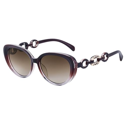 MUTYNE Sexy Dames Luxe Cat Eye Zonnebril Dames Voor Mannen Vintage Punk Zonnebril Trend Groot Frame Chain Shades UV400, koffie thee, One size