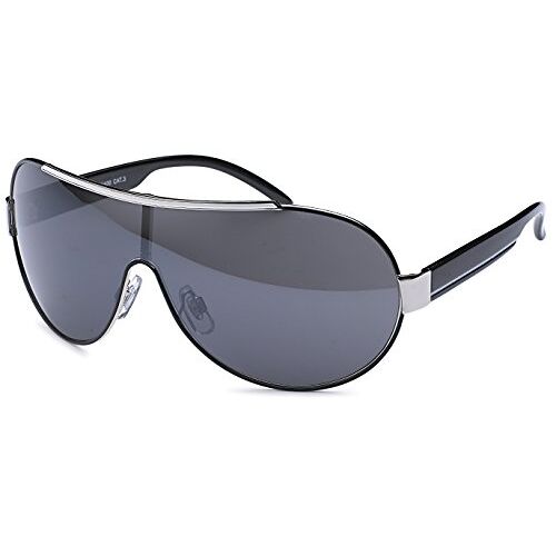 FEINZWIRN Sportieve zonnebril Novara met verloopglas en monoglazen + brillenzakje zonnebrillen, Zwart-zonder verloop, One Size
