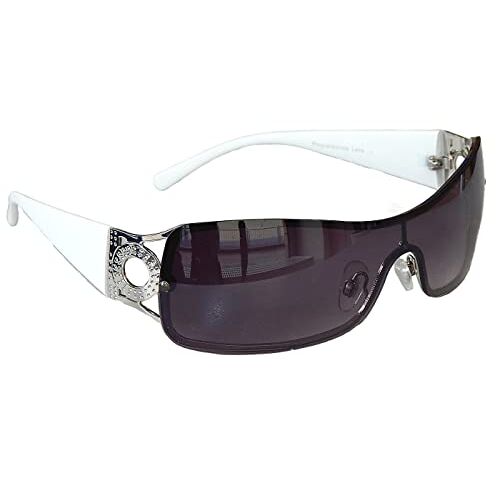 Gil SSC Zonnebril voor dames, bril, monoglas, sportieve stijl, dames, M 34, wit, zilver, Breite : ca. 14,0 cm / Höhe: 3,9 cm