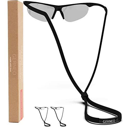 GERNEO ® Origineel – betrouwbare sportbrilband van stof, waterdichte brilband en stevige grip voor sportbrillen, zonnebrillen en leesbrillen, 2 x donkerzwart, 71cm