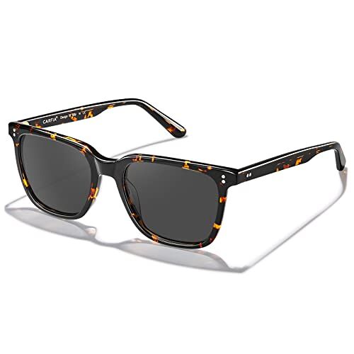 Carfia Polarized herenzonnebril met vierkant montuur van acetaat, 100% UV-bescherming Sportieve zonnebril
