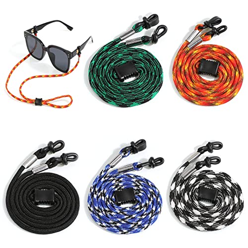 Hifot 5 stuks verstelbare brillenbanden, sportbrilband, zonnebrilhouder, brillenhouder voor sportbrillen, zonnebrillen, leesbrillen, strap voor heren en dames, Veelkleurig 5 stuks, Eén maat